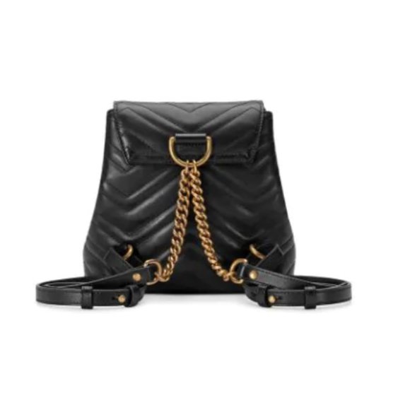 Gucci Chevron Marmont Leather Backpack in Black NEW WITH DUSTBAG - Picture 3 of 10